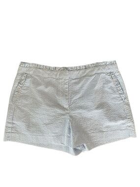 J. Crew Seersucker Ruffle Pocket Preppy Shorts Size 12 Coastal Summer H5183